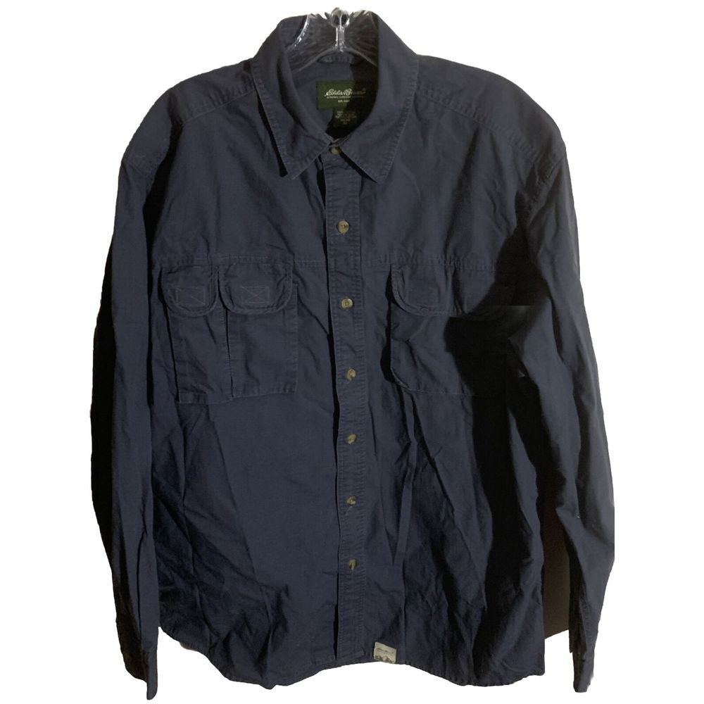 Eddie Bauer Mens Size M Long Sleeve Authentic Outdoor Outfitter Shirt Blue Plaid